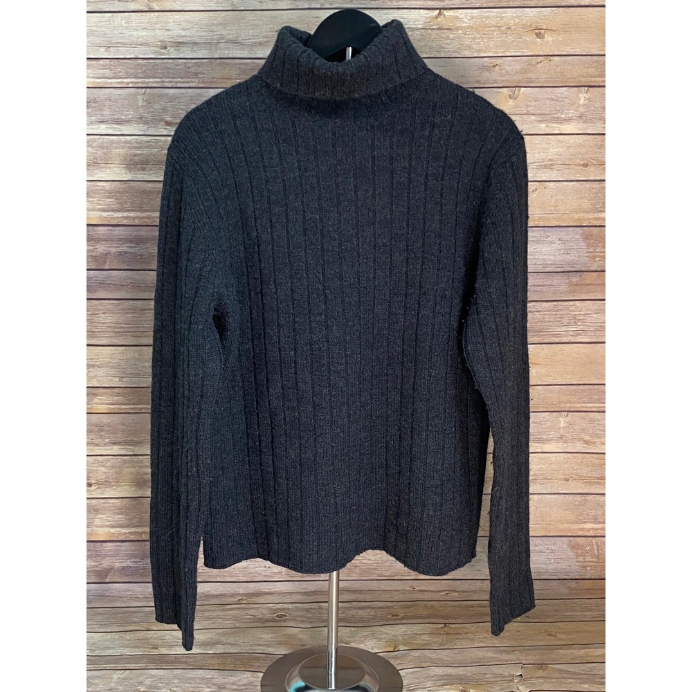 Banana Republic Mens Charcoal Gray 100% Merino Wool Ribbed Turtleneck Sweater M